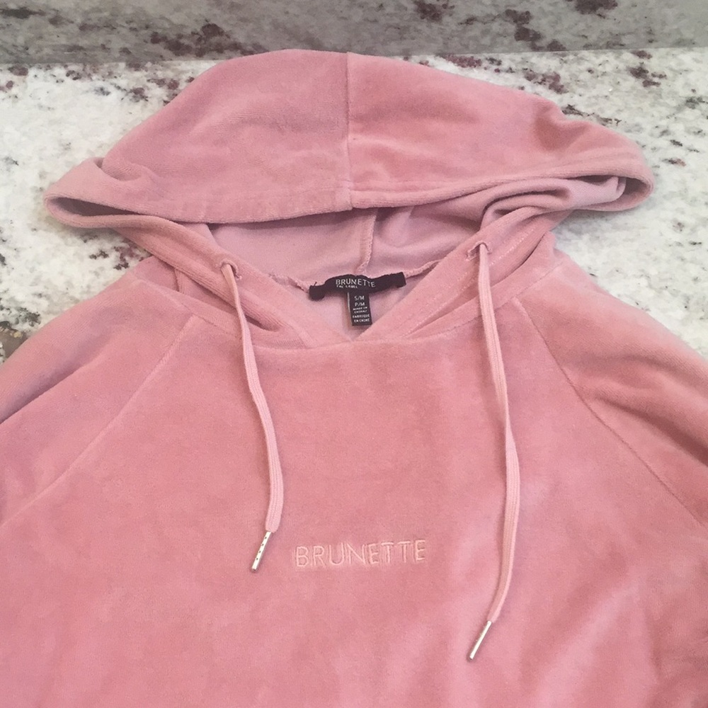 BRUNETTE THE LABEL | Velour Pullover Hoodie Sz S/M - Picture 2 of 11